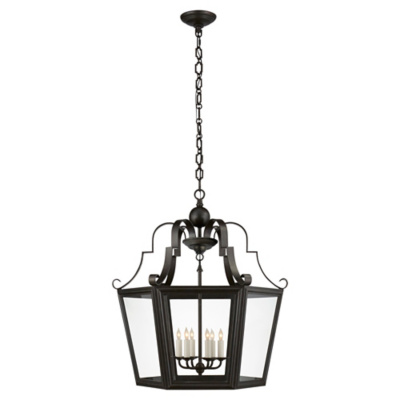 Francoise Large Lantern in Aged Iron with Clear Glass